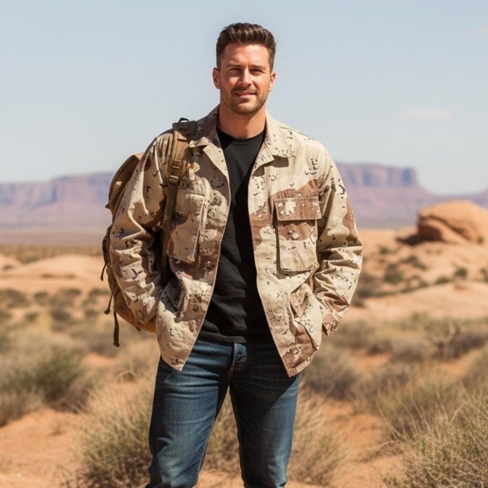Desert Camouflage Jacket Mens Size Small Combat‎ Coat Long Sleeve Military Army